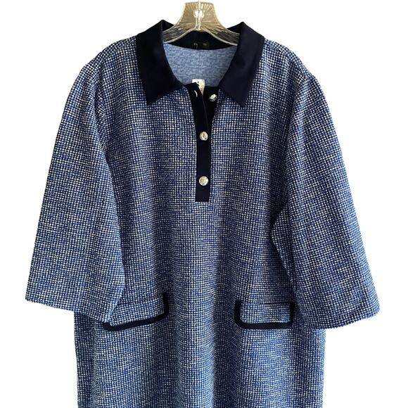 NWT TALBOTS Plus Petite 3XP Contrast Tweed Dress 3/4 Sleeves Career Stretch Polo - Picture 4 of 14